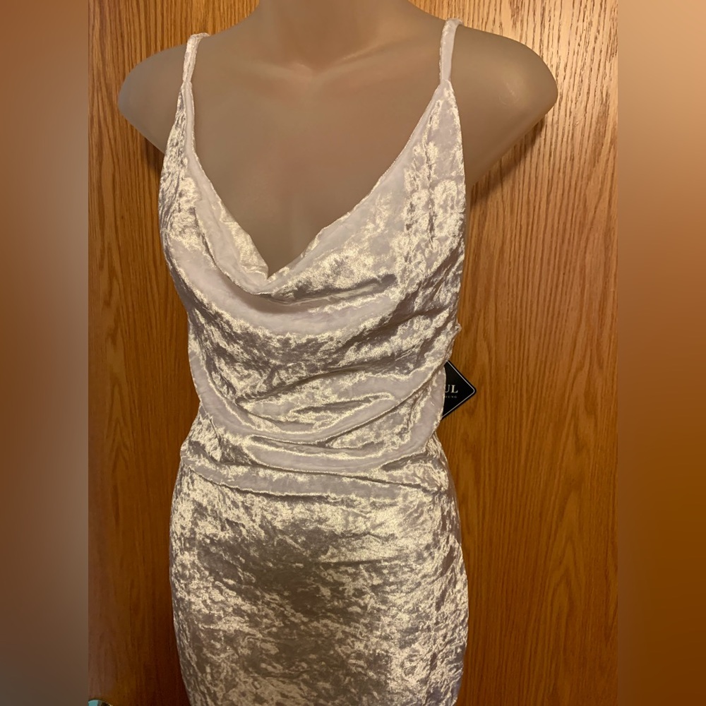 White velvet scoop neck dress
